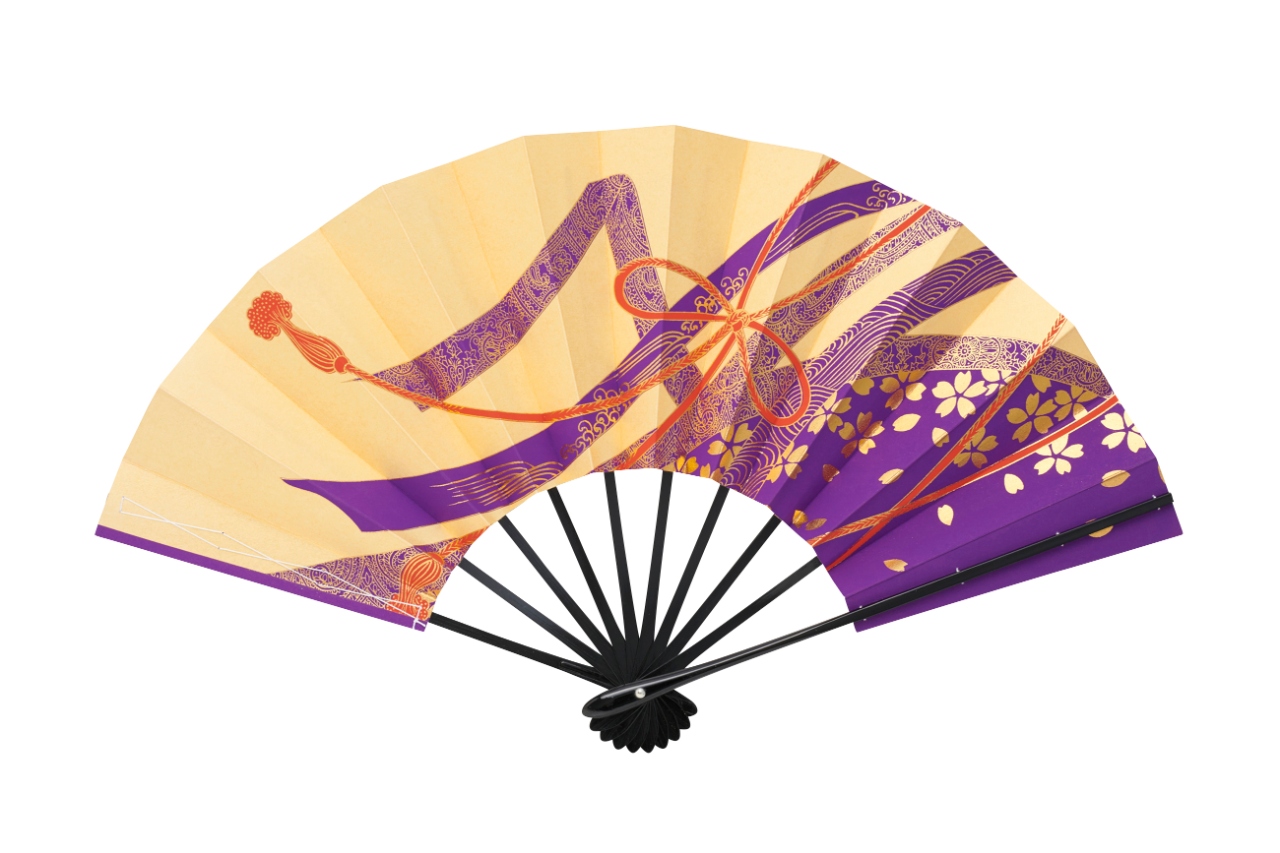 日本製扇子　舞扇「銀もみ天紫」九寸五分　歳155-3606 扇子